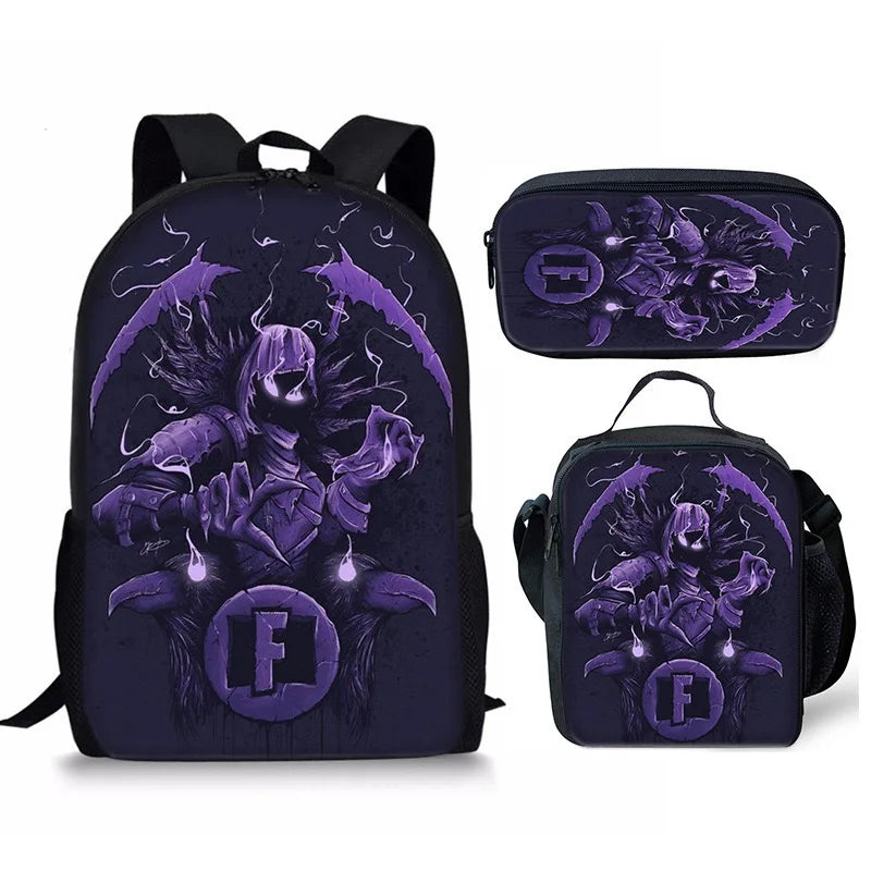 Set Fortnite 3 pièces : Sac à dos, sac repas et trousse – FN7