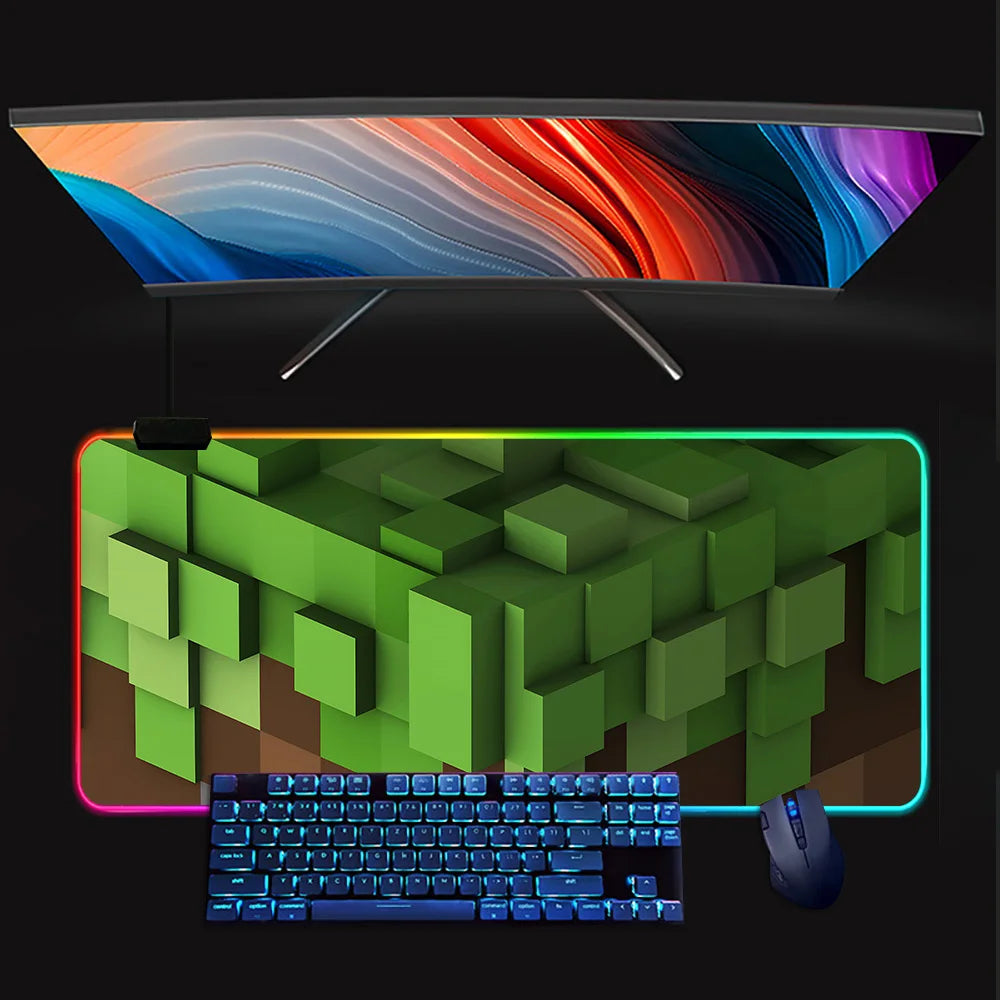 Tapis de Souris Gamer LED Minecraft – RGB Antidérapant, Grand Format