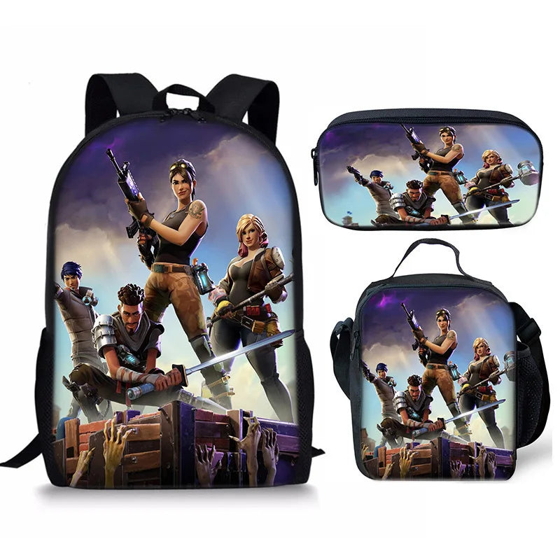 Set Fortnite 3 pièces : Sac à dos, sac repas et trousse – FN7