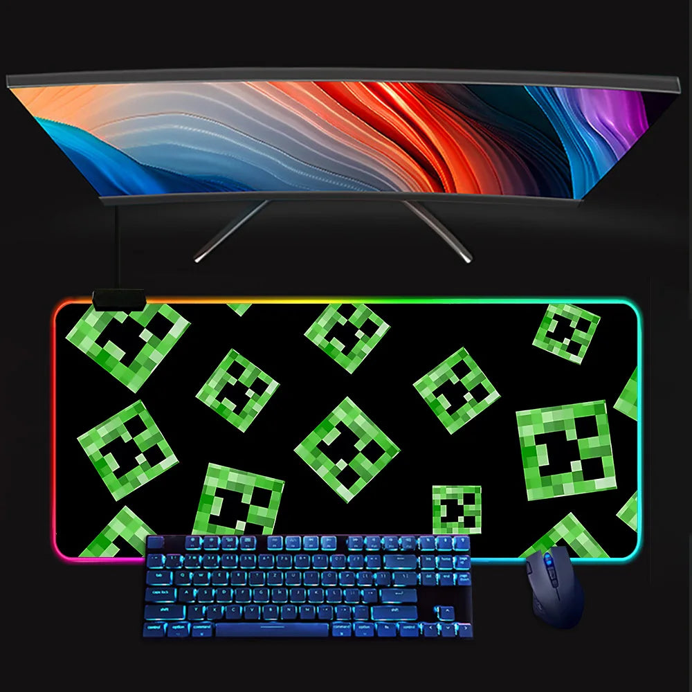 Tapis de Souris Gamer LED Minecraft – RGB Antidérapant, Grand Format