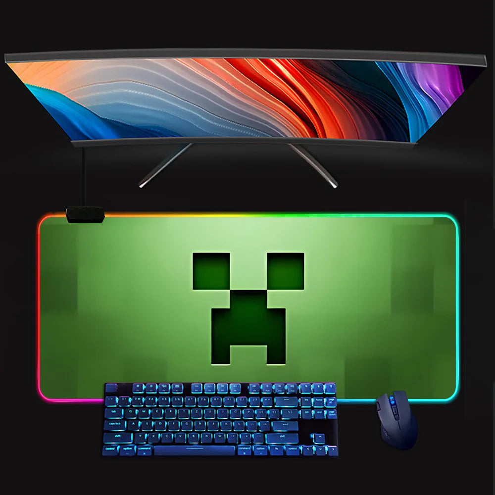 Tapis de Souris Gamer LED Minecraft – RGB Antidérapant, Grand Format