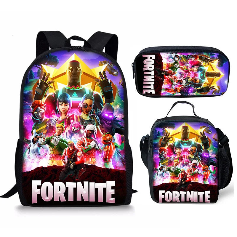Set Fortnite 3 pièces : Sac à dos, sac repas et trousse – FN7