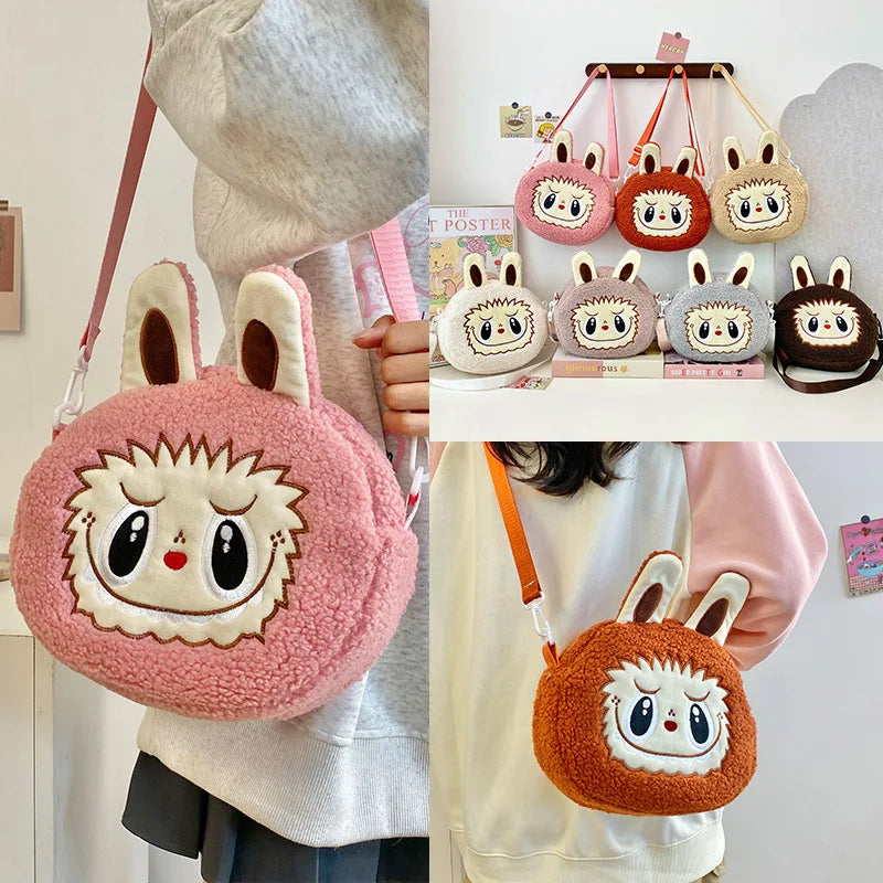Sac bandoulière Labubu en peluche – pink