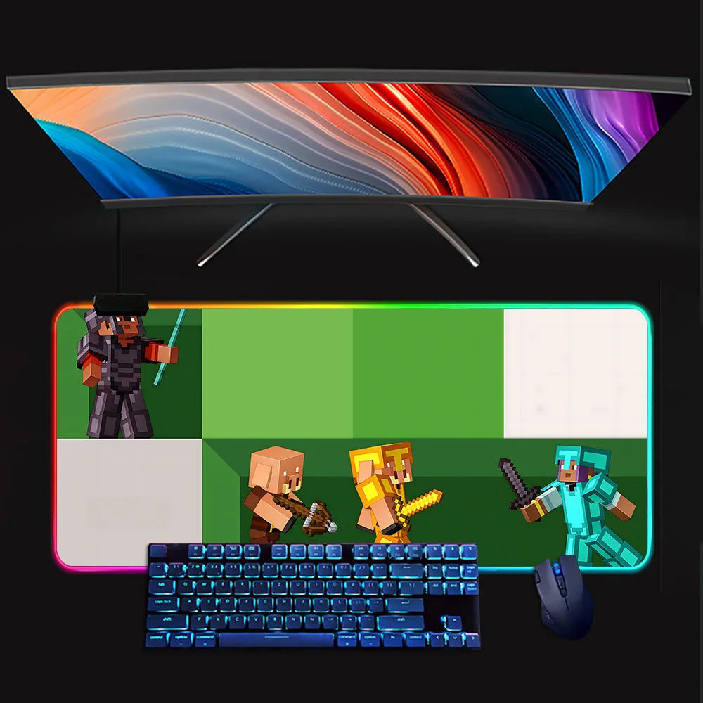 Tapis de Souris Gamer LED Minecraft – RGB Antidérapant, Grand Format