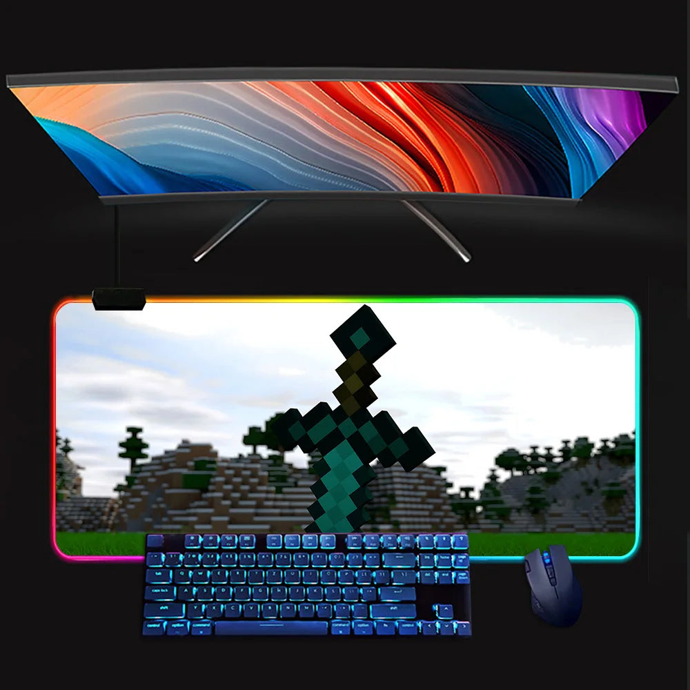 Tapis de Souris Gamer LED Minecraft – RGB Antidérapant, Grand Format