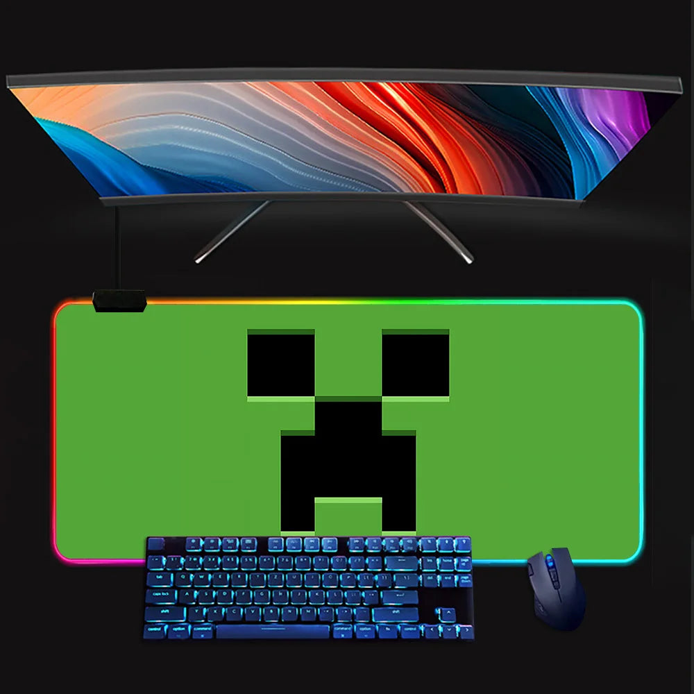 Tapis de Souris Gamer LED Minecraft – RGB Antidérapant, Grand Format