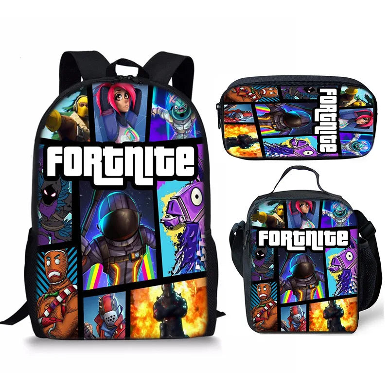 Set Fortnite 3 pièces : Sac à dos, sac repas et trousse – FN7