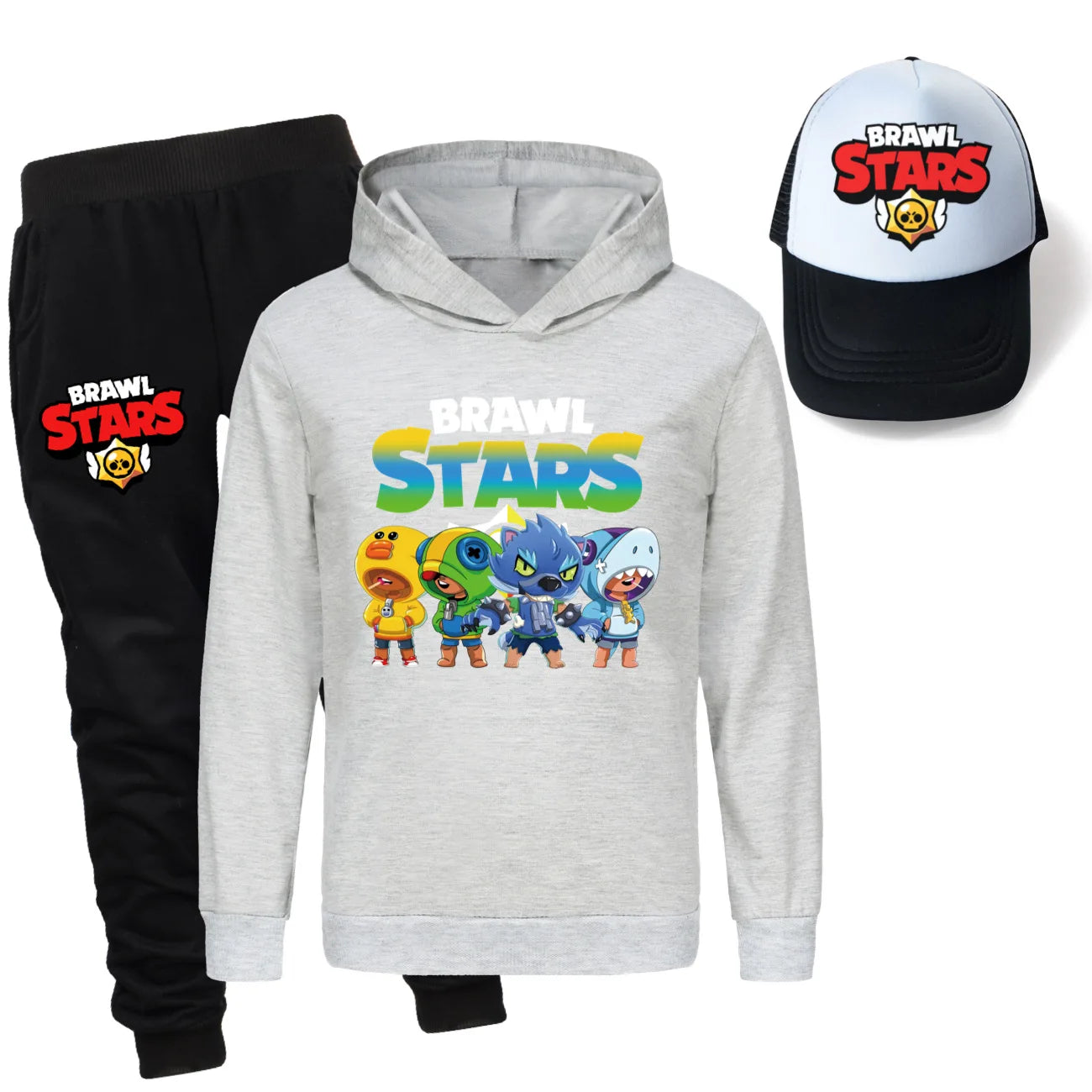 Ensemble 3 Pièces pour Enfants - Sweat à Capuche, Pantalon & Casquette Brawl Stars