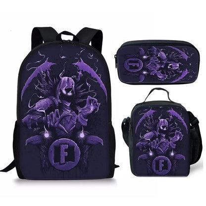 Set Fortnite 3 pièces : Sac à dos, sac repas et trousse – FN7
