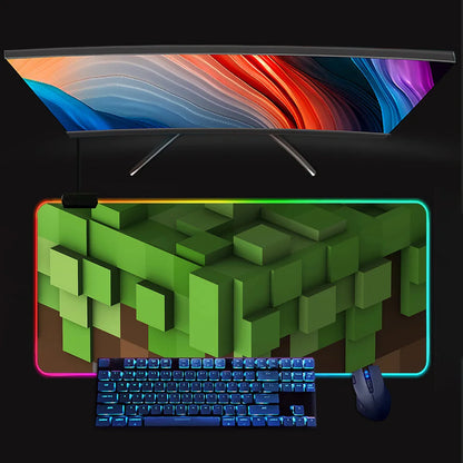 Tapis de Souris Gamer LED Minecraft – RGB Antidérapant, Grand Format