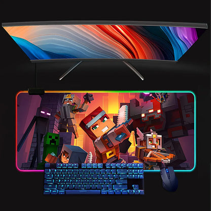 Tapis de Souris Gamer LED Minecraft – RGB Antidérapant, Grand Format