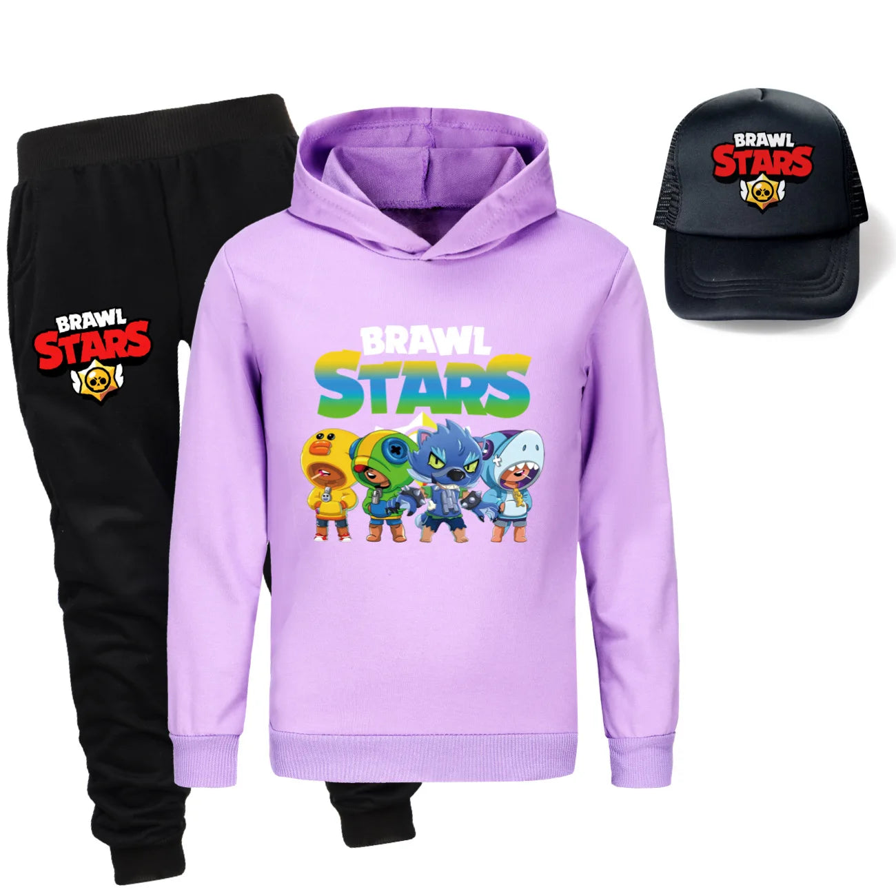 Ensemble 3 Pièces pour Enfants - Sweat à Capuche, Pantalon & Casquette Brawl Stars