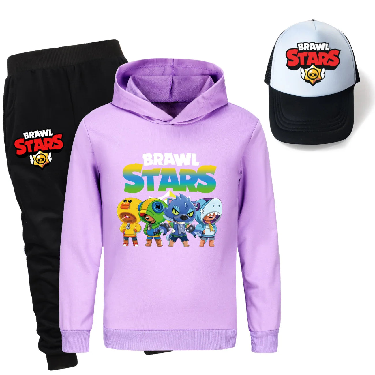 Ensemble 3 Pièces pour Enfants - Sweat à Capuche, Pantalon & Casquette Brawl Stars