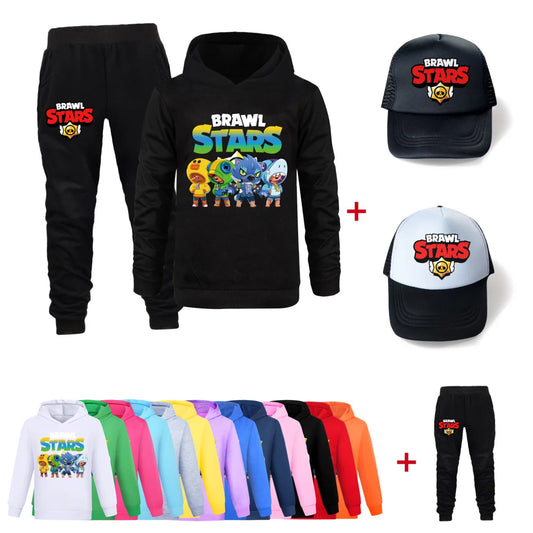 Ensemble 3 Pièces pour Enfants - Sweat à Capuche, Pantalon & Casquette Brawl Stars