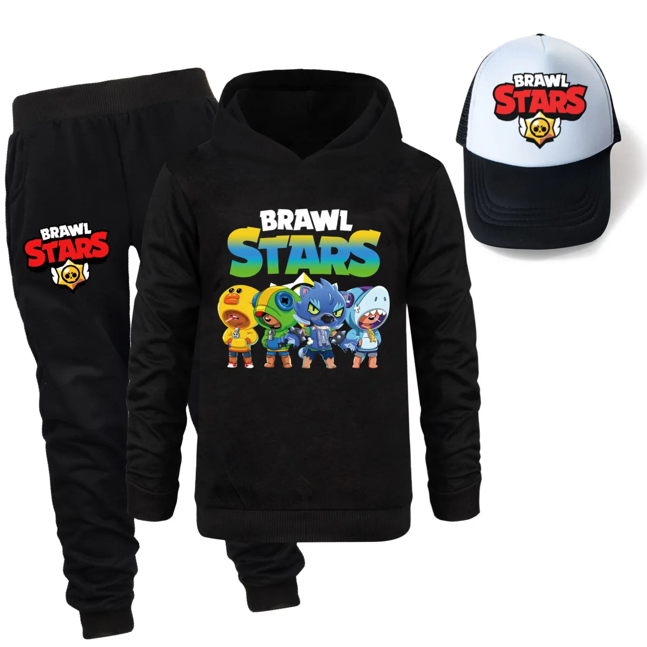 Ensemble 3 Pièces pour Enfants - Sweat à Capuche, Pantalon & Casquette Brawl Stars