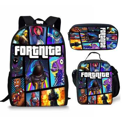 Set Fortnite 3 pièces : Sac à dos, sac repas et trousse – FN7